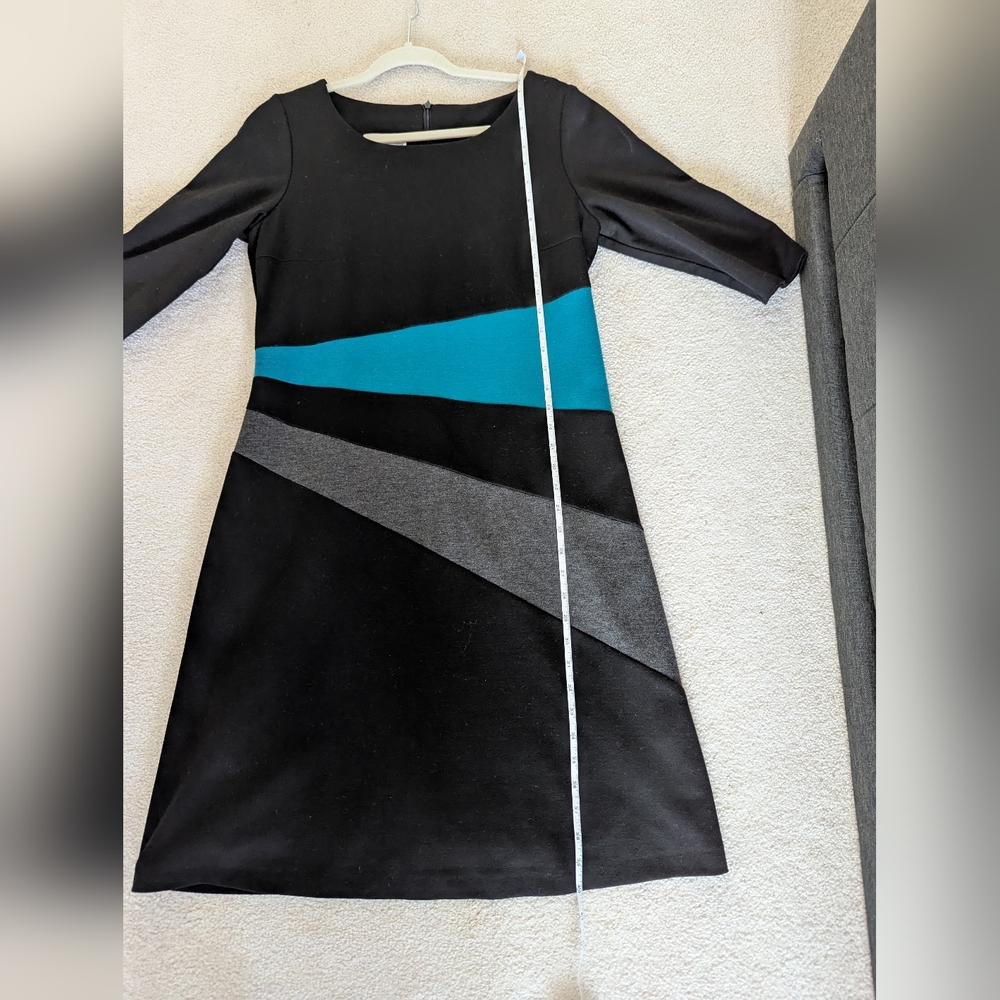 Chic Colorblock Dress - Black, Teal, Gray